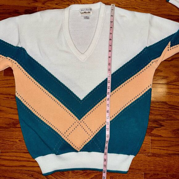 Vintage 80s La Mode Hand Knit Mens Sweater Size Medium - Picture 10 of 11
